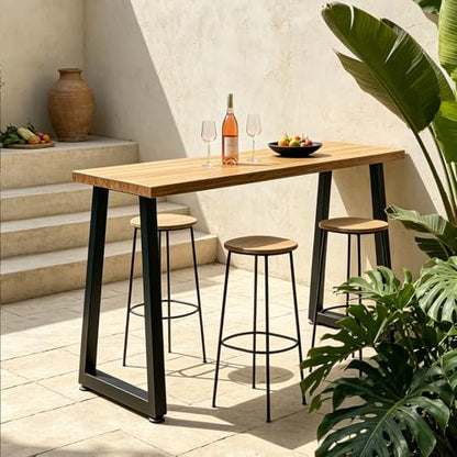 36 Inch Metal Bar Table Legs Trapezoid, Heavy Duty Industrial Style Counter Height Table Legs with Adjustable Feet Pads, DIY Kitchen Island Standing Desk, Set of 2, Black - size: H36" T