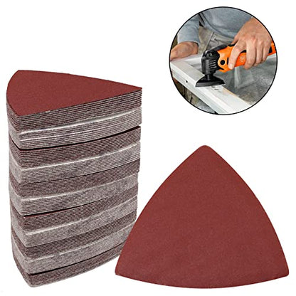 120 Pcs Triangle Sanding Pads, 320 Grits Detail Sander Sandpaper Hook and Loop Sanding Sheet,3-1/8"(80mm) Triangular Sandpaper for 3-1/8" Oscillating Multi Tool, No Holes - size: 320 Grit, style: No Hole