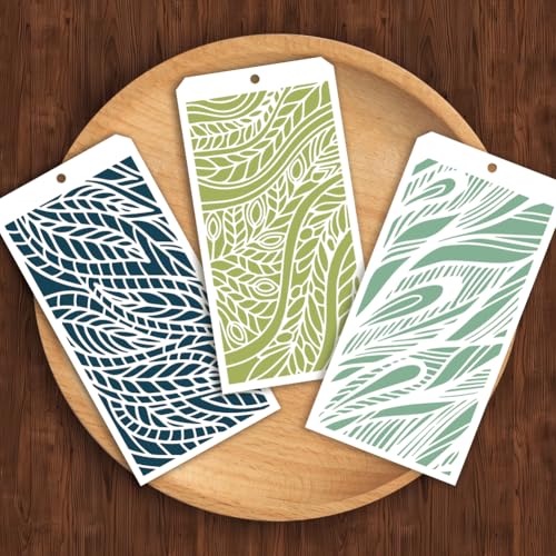 12 Pcs Painting Stencils, Reusable Craft Templates Feathers Abstract Stencil for Wall Decor, Fabric, Wood, Canvas - style: Abstract