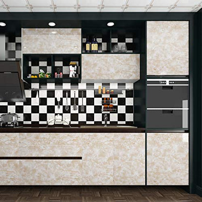 Livelynine 197 x 36 Inch Marble Contact Paper Peel and Stick Countertops Beige Countertop Peel and Stick Waterproof Vinyl Wallpaper for Kitchen Counter Top Covering Island Table Dresser Top Desktop - size: 36" x 197"