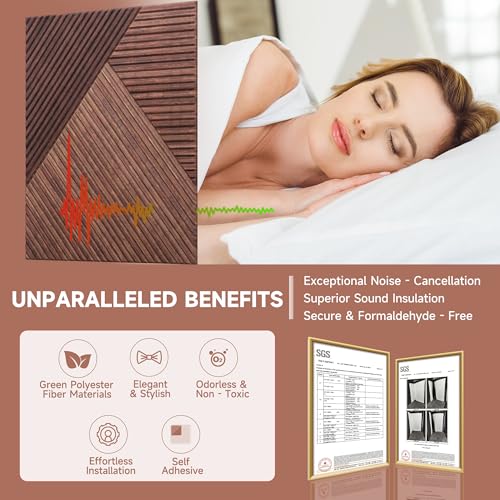 TO-TH Sound Proofing Panel Peel and Stick Wall Panels 6Pack, Red Sandalwood - color: Red Sandalwood