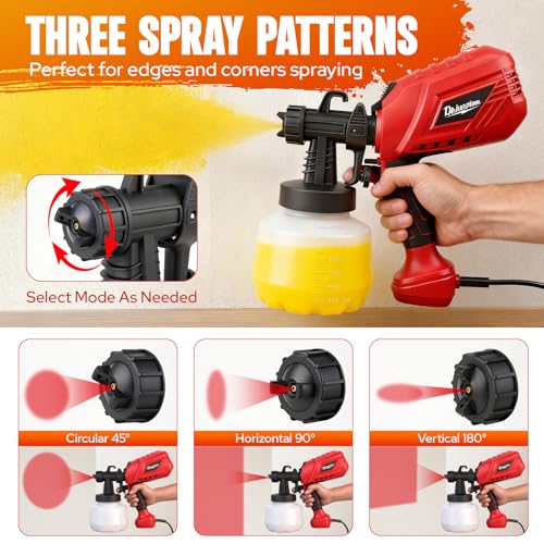 Electric Paint Sprayer HVLP 750W Paint Gun, 40.58 Oz Detachable Container, 4 Nozzles 3 Spray Patterns & Adjustable Flow Control, for House Painting Furniture Cabinet Fence Wall Door
