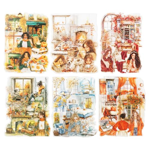 120 Pcs Coffee Themed PET Stickers Set, Vintage Aesthetic Stickers for Scrapbooking, Journaling, and DIY Crafts - color: Coffee Moment