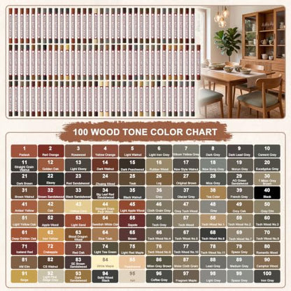 100 Pcs Wood Filler Sticks 100 Colors Wax Crayons - color: Wood Color