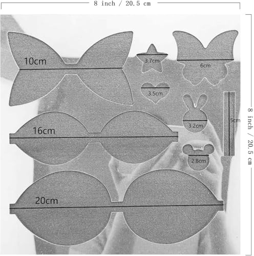 Reusable Faux Leather Bows Making Template,Plastic Cutting Stencil for DIY Hair Accessories Journal Scrapbook, Add 2 pcs A4 Size Random Glitter Sheets (Large Size) - style: Large Size