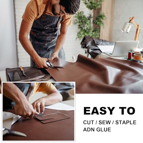 Faux Leather Fabric, Soft Synthetic PU Fabric Material, Thick Durable Synthetic Repholstery Leather Vinyl, Soft Touch Distressed DIY Crafts, Upholstery - Individual 1 Yards Cut 36" x 54"- Dark Purple - color: Dark Purple