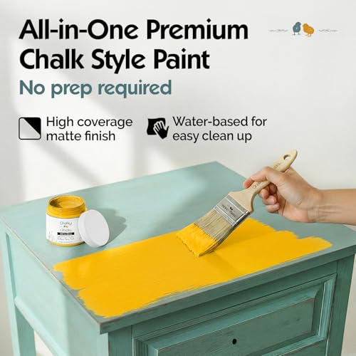 Chalky Chicks Bees Knees 8 Fl Oz Chalk Paint for Furniture All in One - color: Bees Knees (Yellow), size: 8 Fl Oz (Pack of 1)