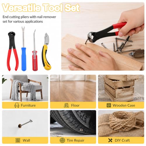 4 Pcs Upholstery Staple Remover Tool Set, Tack Puller Nail Puller Plier - color: 4pcs