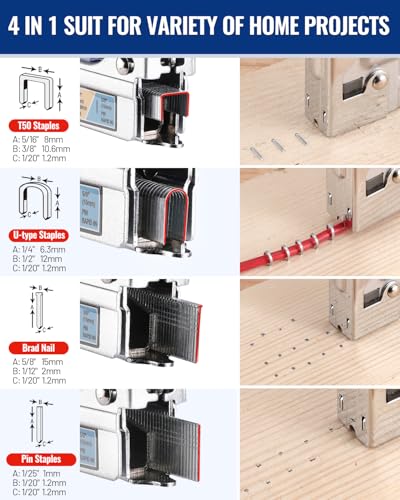 WORKPRO 4-in-1 Staple Gun, Manual Brad Nailer with 2000 Count of Staples
