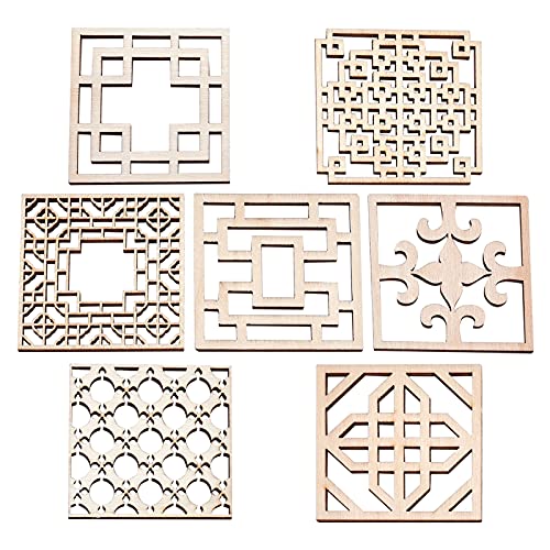 GORGECRAFT 14PCS 7 Sets Wooden Carved Onlay Appliques Carving Decal Corner Craft Unpainted Furniture Home Window Decoration Wood Carving Decal for Dresser Bed Door Cabinet Wardrobe Ceiling 2.5"x2.5" - color: 14pcs 7 Sets