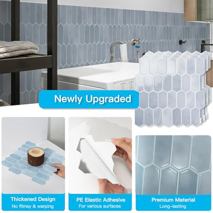 Art3d Hexagon Peel and Stick Backsplash, 10-Pack, 12 x 12 Inch, Light Blue - color: Light Blue, size: 12 x 12 Inch