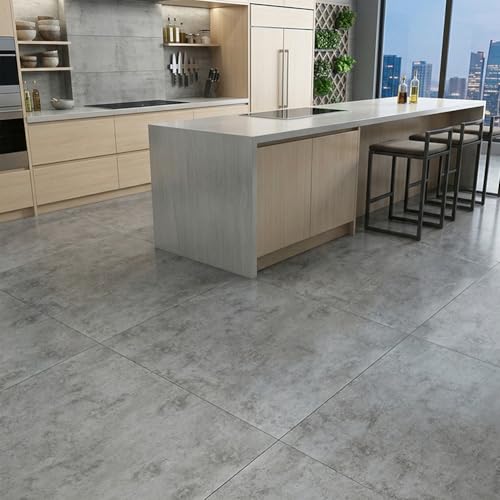 Peel and Stick Floor Tile 12 x 12 Inch Self Adhesive Marble Vinyl Flooring - color: Mottled Ash Grey