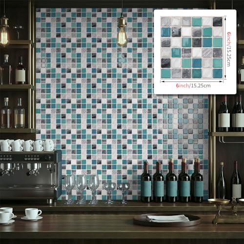 VICCI 3D Kitchen Backsplash Peel and Stick, 20-Pack 6x6 - color: Gray Blue