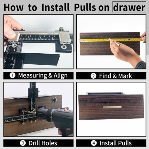 King&Charles Aluminum Cabinet Hardware Jig&3pcs Point Drill Bit - style: MAX-Aluminum