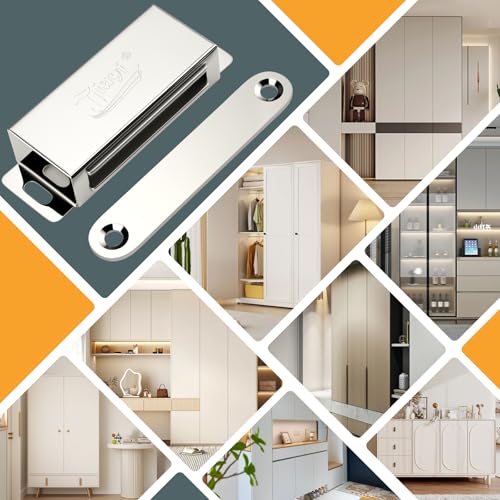 Cabinet Door Magnets Jiayi 2 Pack Kitchen Door Closure 66lbs Magnetic Catch Heavy Duty Drawer Magnets for Cupboard Closure Latches Lock - size: 66 lb (2 Pack) - Silver