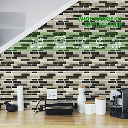 LONGKING 10-Sheet Brown Peel and Stick Backsplash Tile for Kitchen, Vinyl Stick on Tile Stickers for Wall, Kitchen, Bathroom, Counter Top - color: Sandstone Brown
