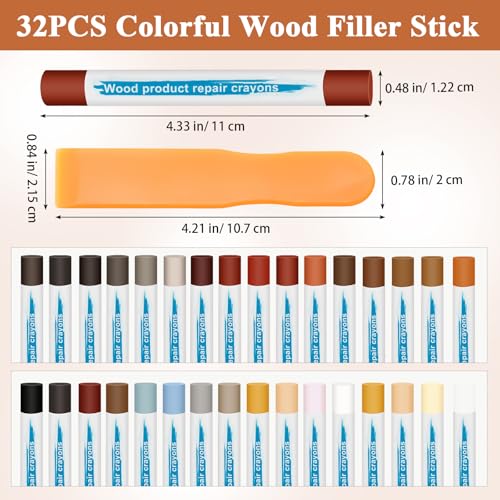 32P Wood Filler Stick,Wood Floor Furniture Repair Wax Stick