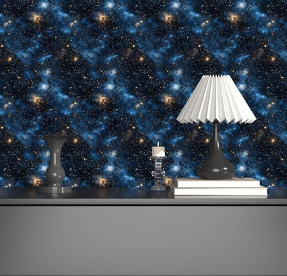 Laatse Dark Starry Sky Wallpaper Peel and Stick 17.5"x 393",Black/Blue - color: Black/Blue, size: 17.5" x 393"