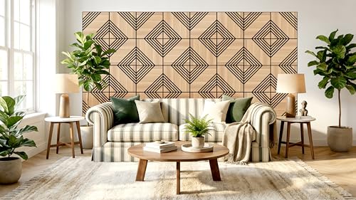 Mollywell Acoustic Wall Panels, Natural Oak, 16 Pack, 12x12 in - color: B _ Natural Oak, Double Twill