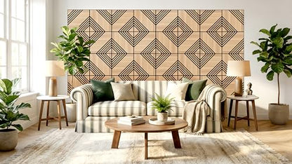 Mollywell Acoustic Wall Panels, Natural Oak, 16 Pack, 12x12 in - color: B _ Natural Oak, Double Twill