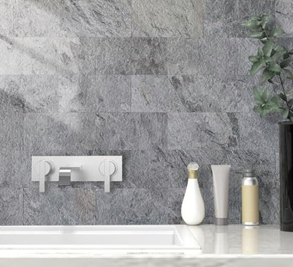 AULIGET 20-Piece Dark Slate Peel and Stick Backsplash Wall Tiles, 6" x 12" PVC Faux Stone Stick on Tiles for Backsplash Kitchen, Bathroom, Laundry Room, Camper, Fireplace - color: Dark Slate, size: 20 Sheets, 6"x12"x0.12"