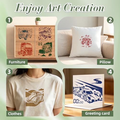 Car Stencils for Crafts Reusable 20Pcs Stencils(5.9X5.9 Inch) - color: Car