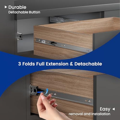 LONTAN Soft Close Drawer Slides 20 Inch 4 Pairs Heavy Duty Cabinet Glides - size: 20 Inch