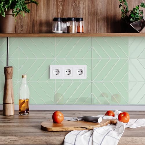 STICKGOO Herringbone Peel and Stick Backsplash, Light Green, 10 Sheets - color: Light Green, size: Pack of 10