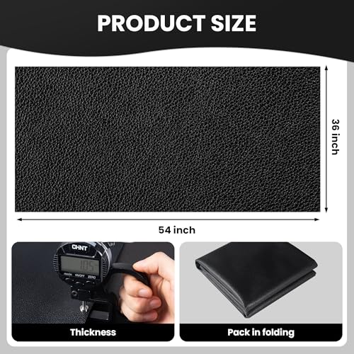 Marine Vinyl Fabric, Upholstery Faux Leather Fabric by The Yard, 1.05mm Lychee Texture Leather Sheets for Sofa Chairs Handbags Hair Bows Earrings Crafts (1 Yard 36''X 54'', Black) - color: Black, size: 1 Yard