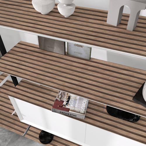 Yun-aeon Natural Wood - Light Tan Slats Peel and Stick Wallpaper for Wall - color: Light Tan, size: 17.3" x 160"