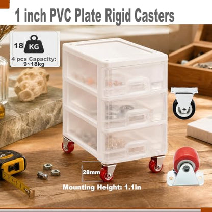 2" Rigid Plate PVC Casters,No Bearing,Max 20kg Load,6 PCS-Black - color: Black, size: 2 inch