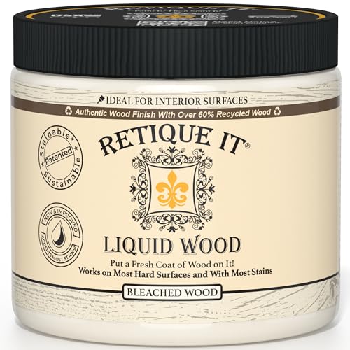 Retique It Liquid Wood - Real Wood Coating (16oz / Bleached) - color: 2 Bleached Wood, size: 16 Fl Oz (Pack of 1)