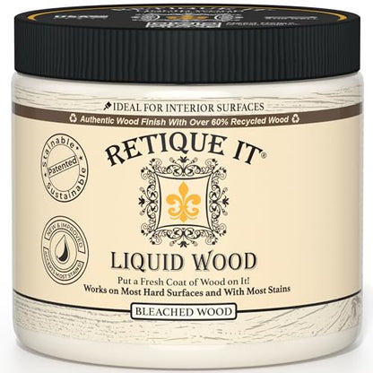 Retique It Liquid Wood - Real Wood Coating (16oz / Bleached) - color: 2 Bleached Wood, size: 16 Fl Oz (Pack of 1)