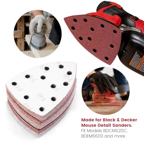 11‑Hole Mouse Detail Sander Sandpaper, 70‑Pack Triangular Sander Pads