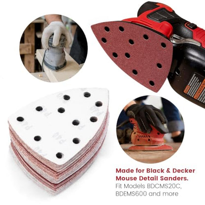 11‑Hole Mouse Detail Sander Sandpaper, 70‑Pack Triangular Sander Pads
