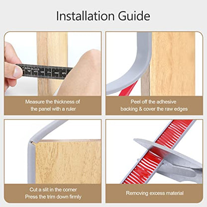 16 ft Flexible Self Adhesive Veneer Edge Banding Peel and Stick Edge Trim Guards (Gray, 3/4 inch) - color: Gray