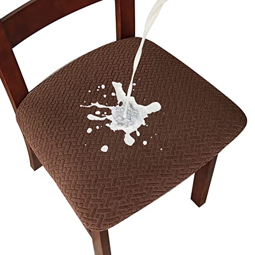 Genina Waterproof Seat Covers for Dining Room Chair Cover Set of 6 - color: Chocolate, size: 15-19in Waterproof