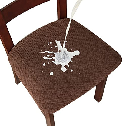 Genina Waterproof Seat Covers for Dining Room Chair Cover Set of 6 - color: Chocolate, size: 15-19in Waterproof