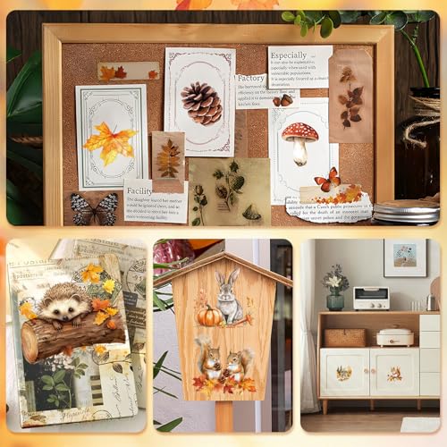 WANDIC 6 Sheets Rub On Transfer Stickers, Autumn Animals Theme Decals Waterproof Stickers for DIY Postcard Furnitures Albums Photos Deocr, 15 * 30cm - color: Autumn Animals