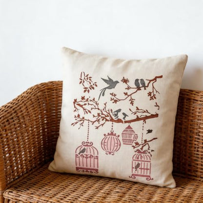 TIAMECH A4 Reusable Vintage Bird Cage Stencil for Painting - style: Bird Cage Tree Branch