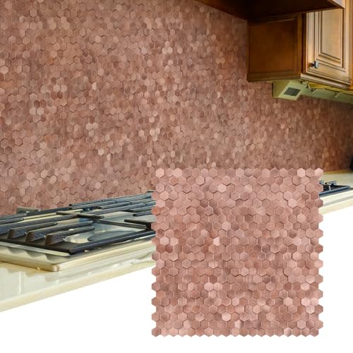 STICKGOO Mosaic Peel and Stick Backsplash Tiles, 8 Sheets, Rose Gold - color: Rose Gold