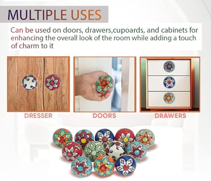 Ceramic Cabinet Knobs Set of 12, Multicolor Drawer Pull - color: Multicolor