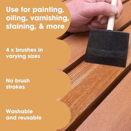 Furniture Clinic 8.5oz Natural Oak Wood Stain + 4 Pack Foam Brushes | Water Based | Fast Drying, Low Odor, & Non-Toxic | for Indoor & Outdoor Furniture and More