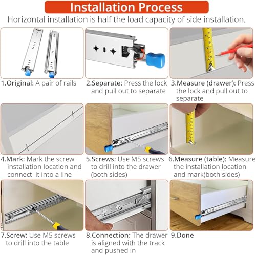 Heavy Duty Drawer Slides with Lock 38 Inch,3-Fold Full Extension Locking Drawer Slides 250 lbs Load Capacity Side Mount Ball Bearing Industrial Locking Rail 1 Pair(W:53mm, 38") - size: 38inch(950mm)