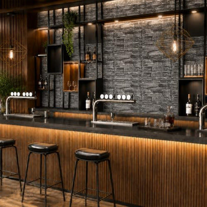 3D Wall Panels Peel and Stick Faux Foam Brick Wallpaper Covering - color: Rock Black, size: 20 Pcs