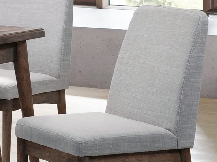 7pc Dining Set Ash Walnut Dining Table 6X Side Chairs Foam Cushion Fabric Upholstery