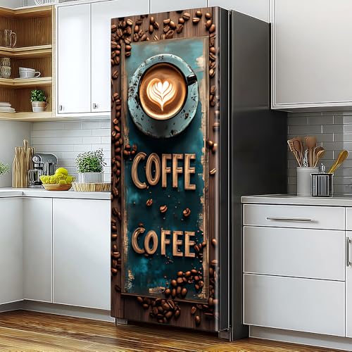 BVBOX Self-Adhesive Vinyl Refrigerator Stickers Peel and Stick Removable Wallpaper for Door Wall Furniture Wrinkle-Resistant Waterproof No Residue DIY Home Decor (Coffee Album, 32.3"x78.7") - color: Coffee Album