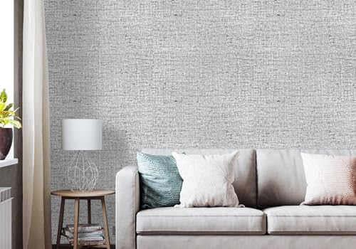 Gray Grasscloth Peel and Stick Wallpaper Textured 15.7in x 196.8in - color: Gray, size: 15.7" x 196.8"