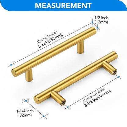 HOME EDIT Gold Cabinet Handles, Drawer Pulls, 3-3/4 Inch, 30 Pack - color: Brushed Brass, size: 3-3/4 Inch Hole Center