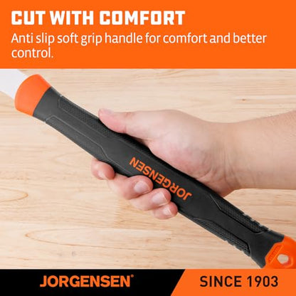 JORGENSEN Japanese Pull Saw, 10 Inch Pro Double Edge Hand Saw - SK5 Flexible Replaceable Blade, 7-12 & 18 TPI Flush Cut Blade, Japanese Handsaw for Hardwood & Softwood Woodworking, Wood Trim